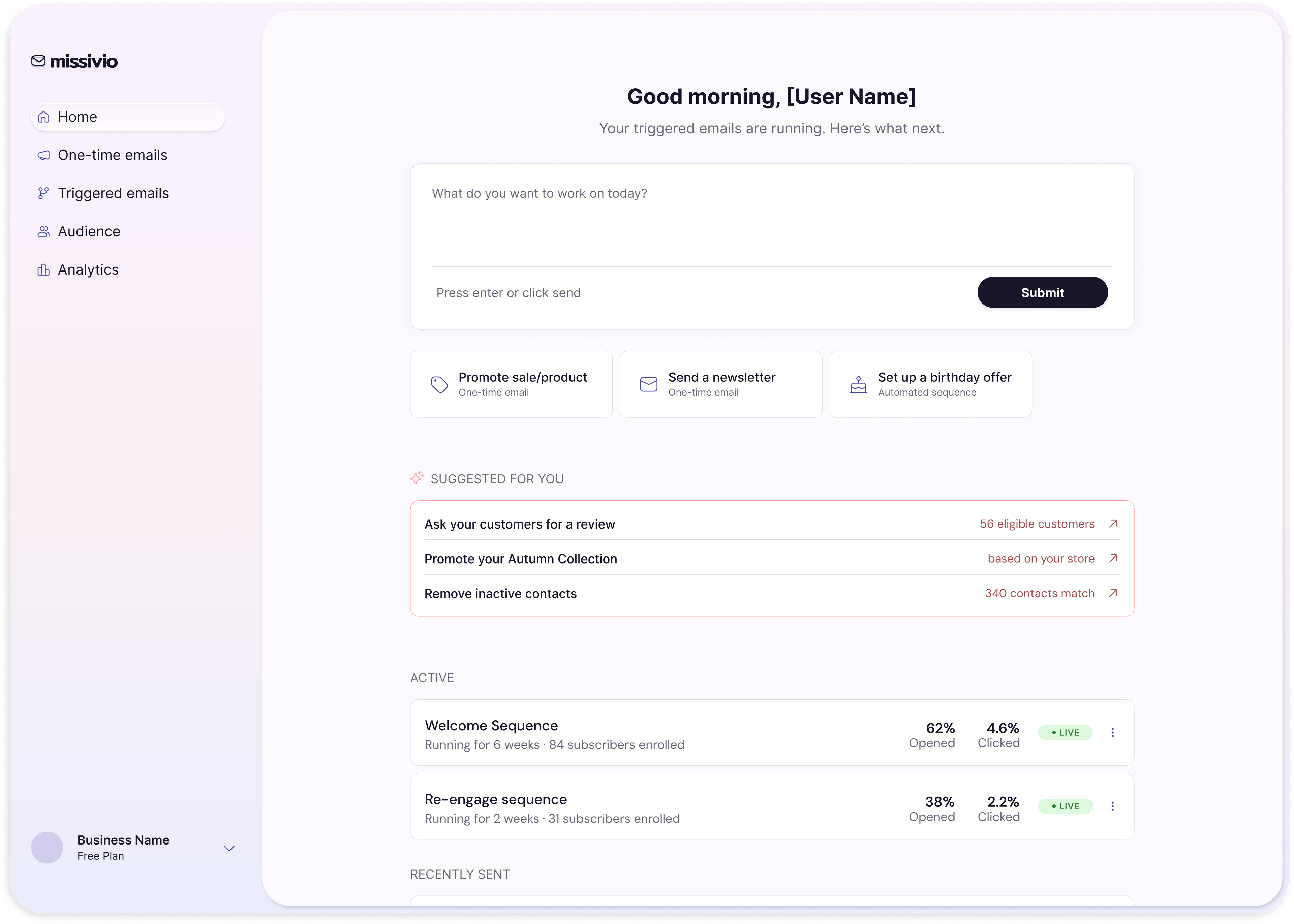 Final returning-user dashboard