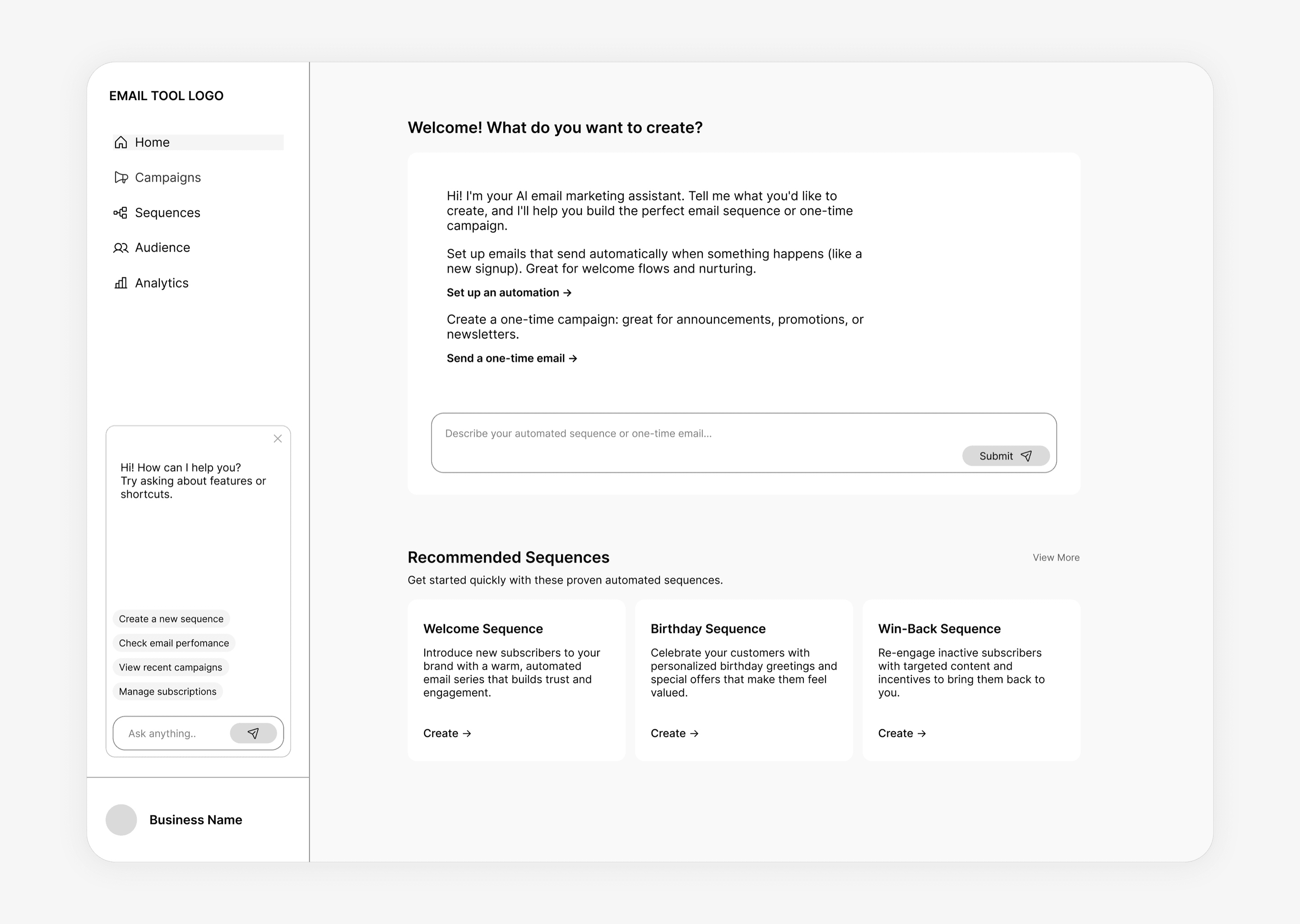 Initial concept of onboarding flow, mid-fidelity