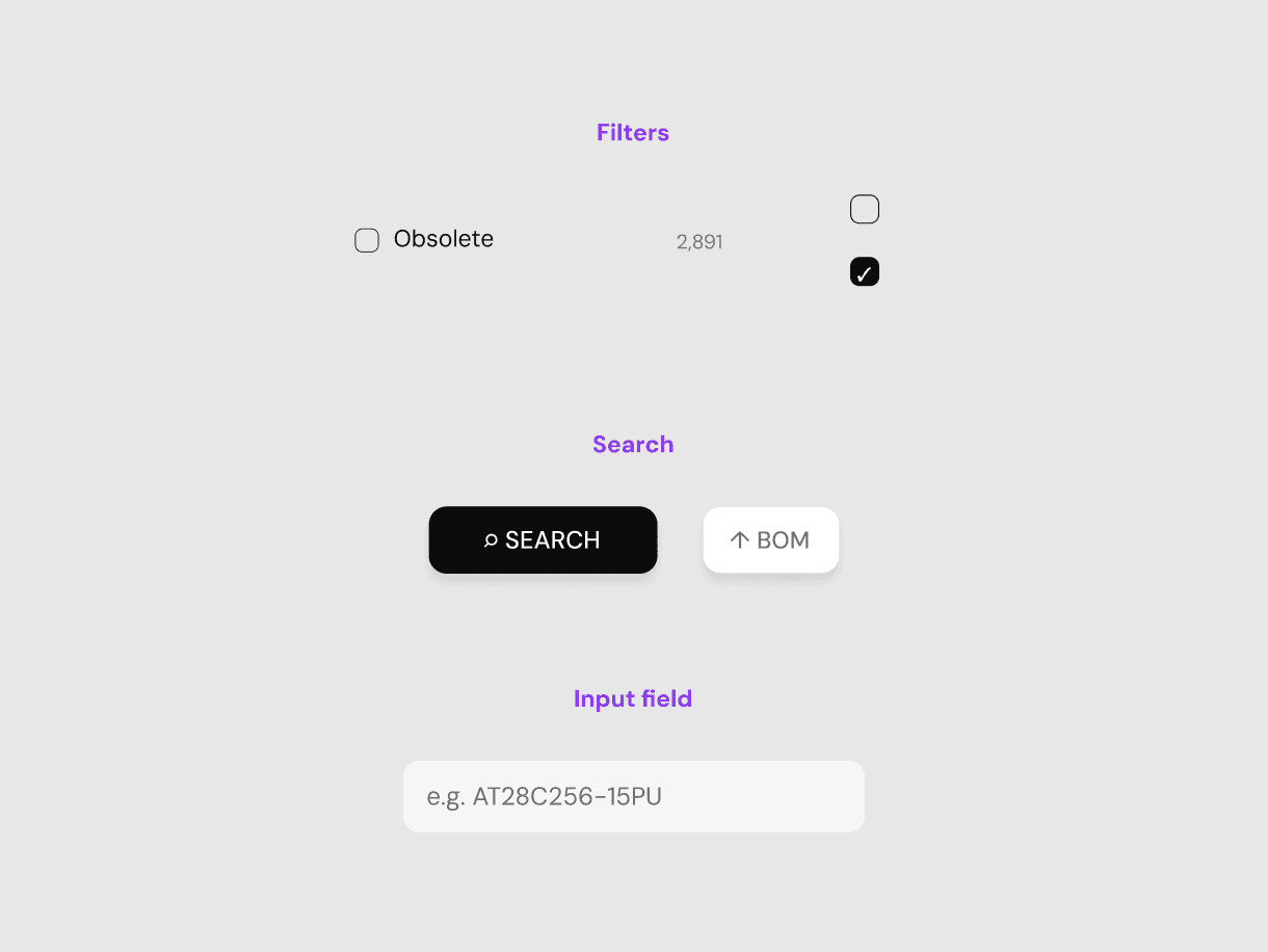 IC Parts Hub design tokens and reusable components